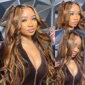 KeaBalo honey blonde ombre lace-front wig offers glossy shine and easy styling