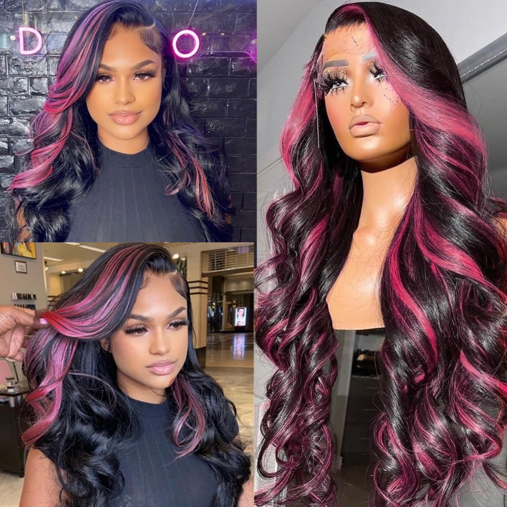 KeaBalo virgin Brazilian hair wig 22in pink 1B base, 10A quality