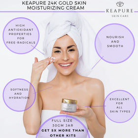 KEAPURE Vitamin C Serum bottle with hyaluronic acid for hydration.