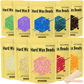 Keethem Wax Beads jar closeup highlighting premium hard wax for long-lasting smooth skin