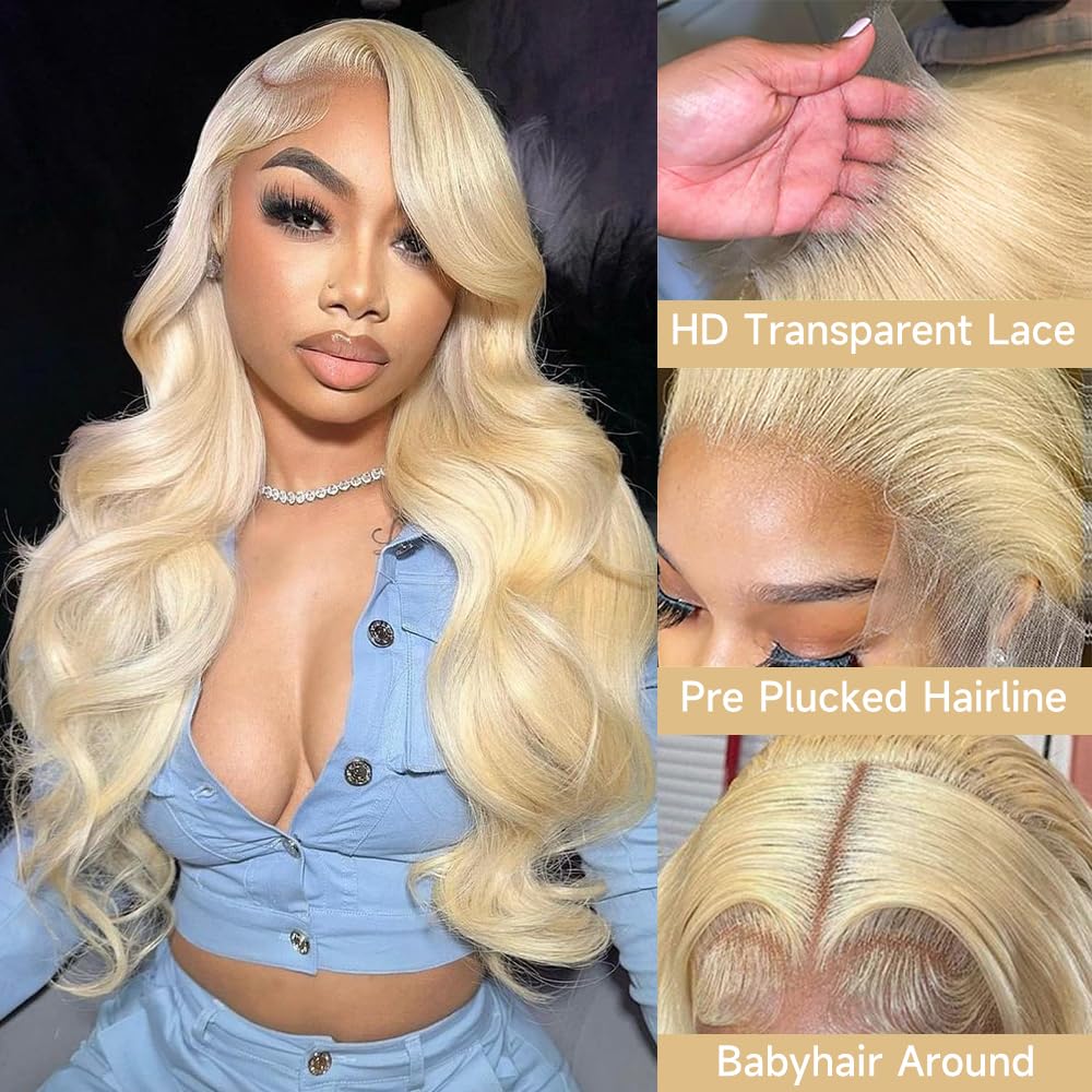 KEGOO 28in blonde wavy wig styled in body wave for everyday wear