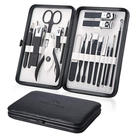 Keiby Citom 18-piece nail clipper set in a closed travel case for on-the-go grooming.