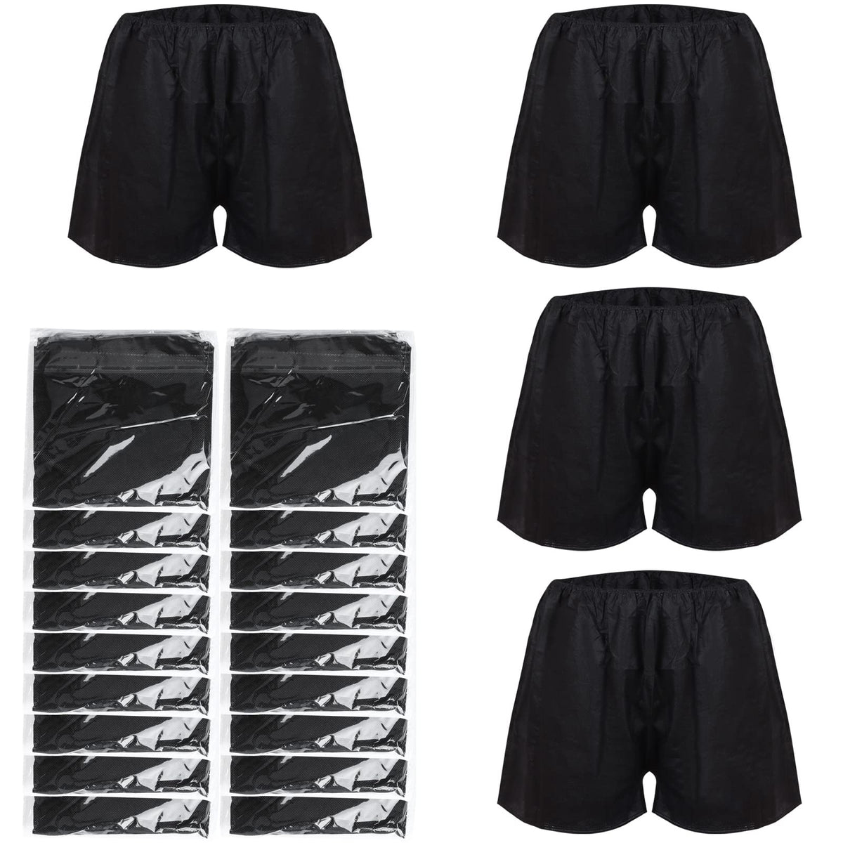 Kekafu 50pcs disposable men boxer shorts, packaged front view, convenient for travel and hygiene.