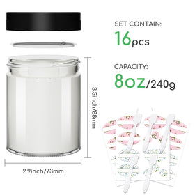 Keketin 16-pack glass jars with labels and spatulas for easy organization