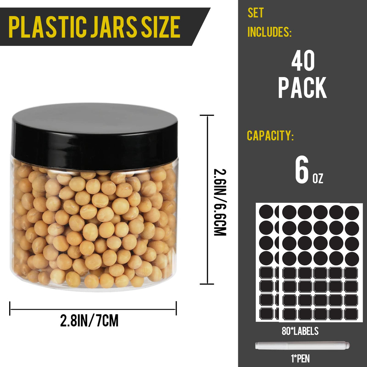 Keketin 6oz round jar with black lid for easy sealing of beauty products.