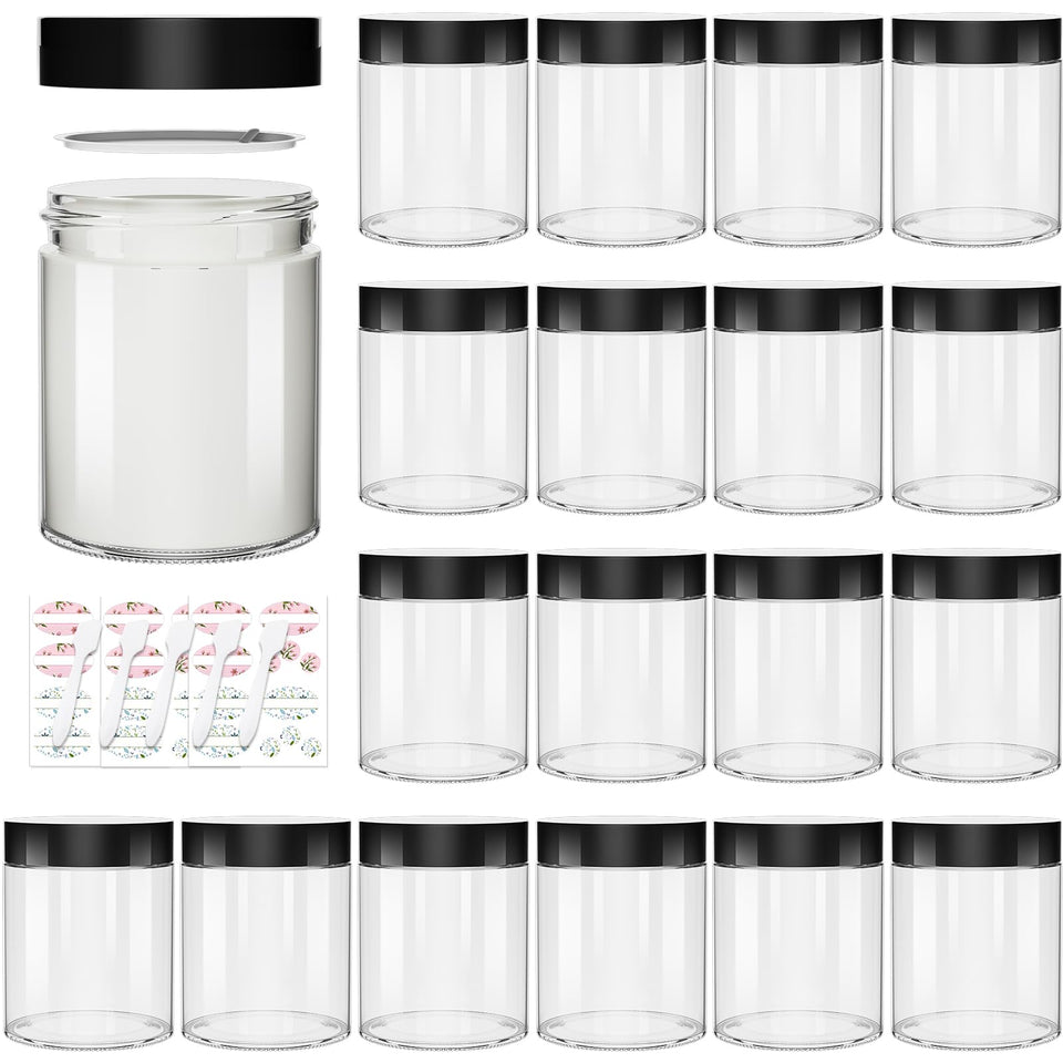 Keketin 8oz clear glass jar with black lid closeup for airtight storage