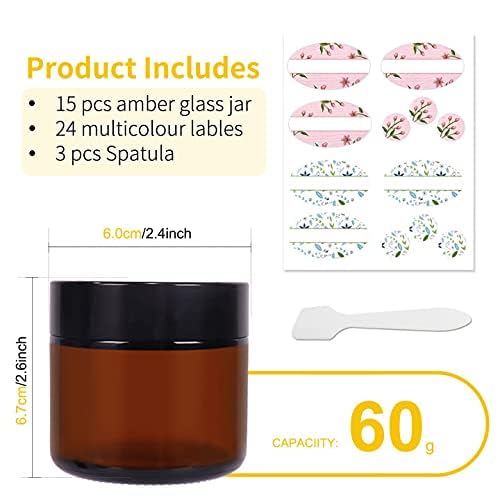 Keketin amber jars with labels help organize cosmetics and samples.