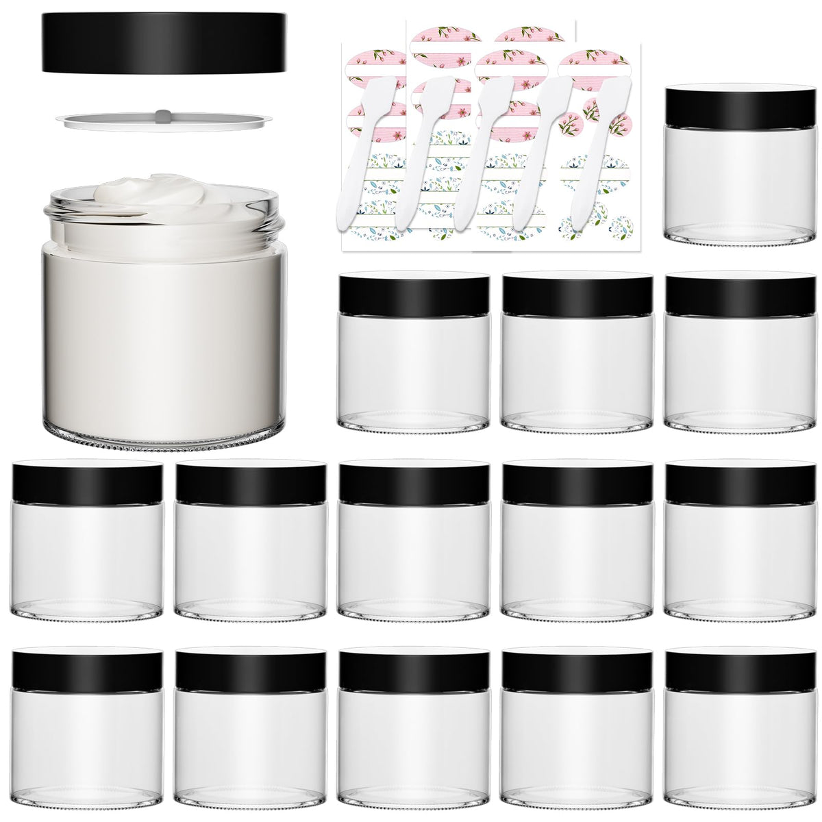 Keketin clear glass 4oz jar set with lids for convenient storage on the go.