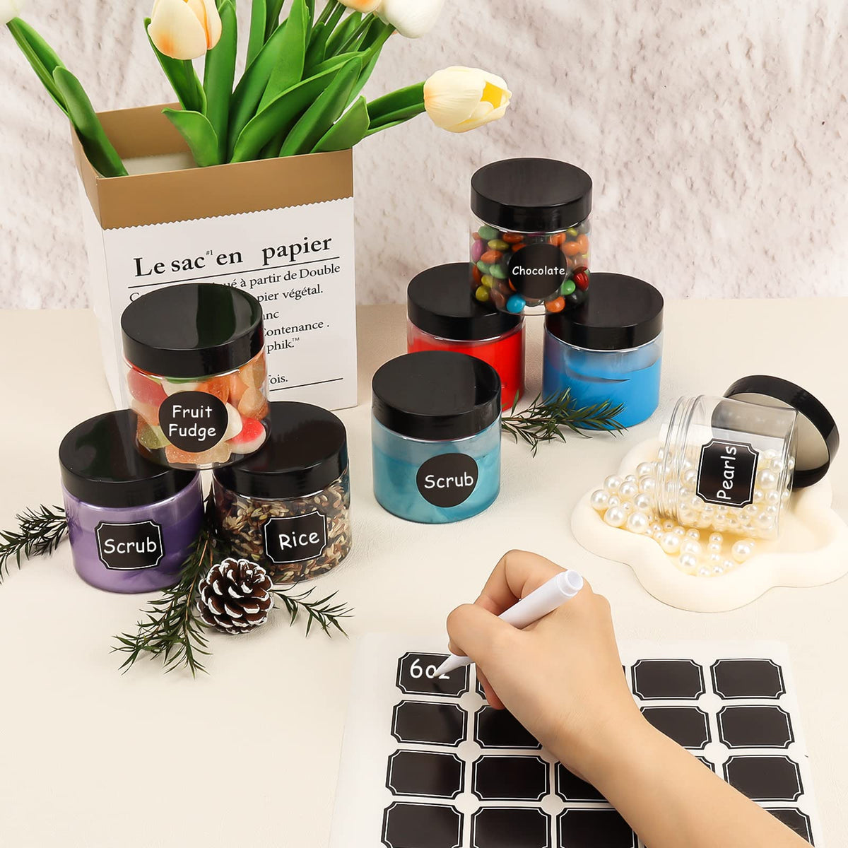 Keketin wide-mouth clear jar enables easy refilling and scooping.