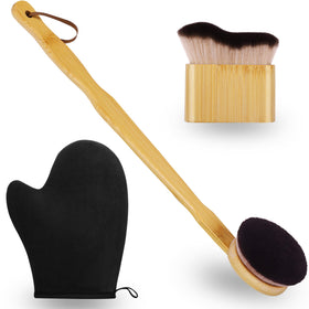 Kelilo 3-in-1 self-tanning mitt set delivers even body coverage.