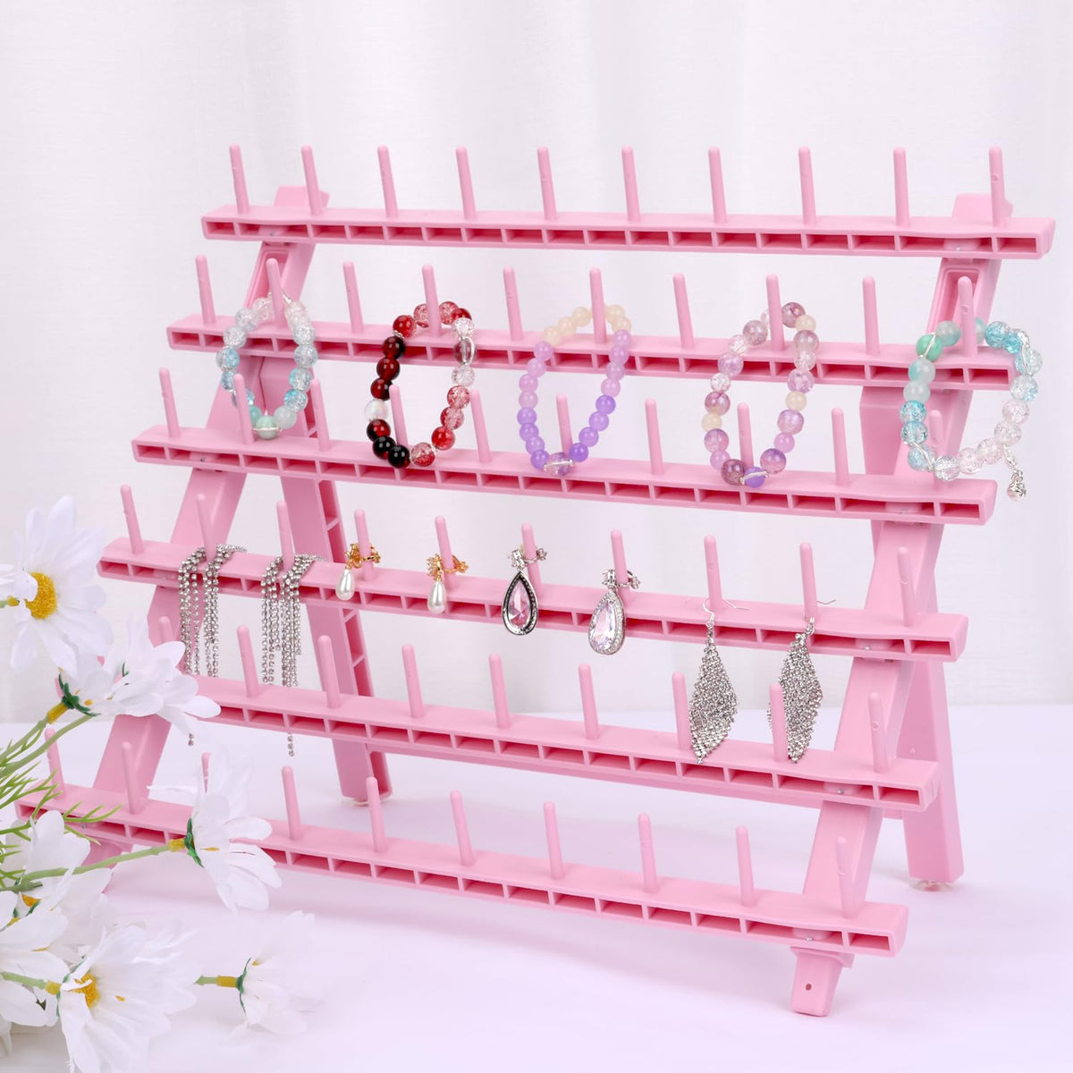 Kelukeya Braid Rack 60 spools light pink finish brightening workspace