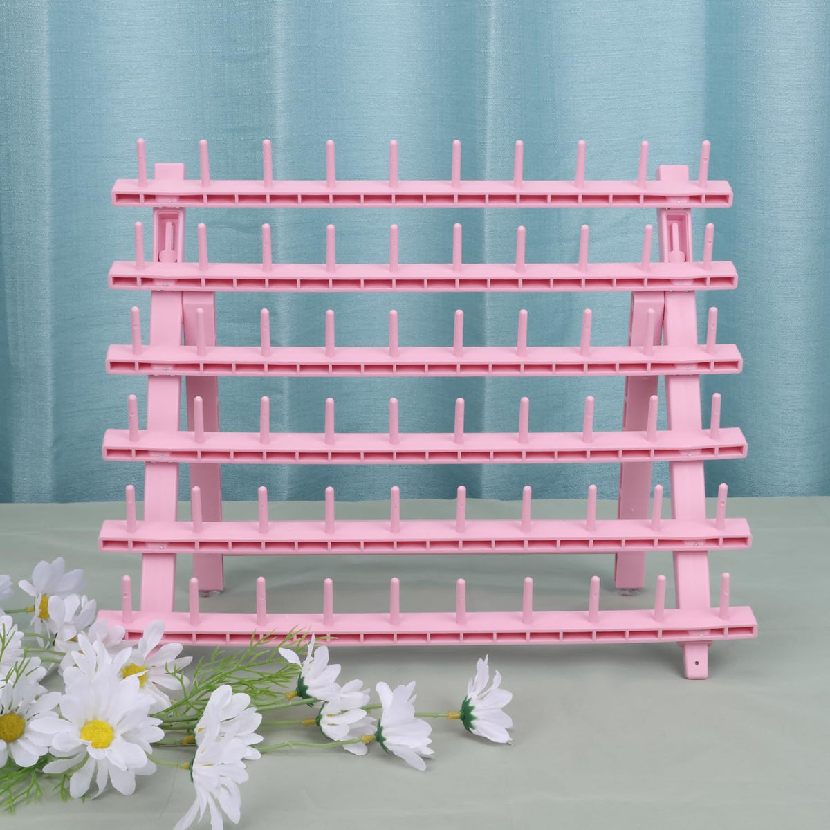 Kelukeya Braid Rack 60 spools side view showing stable salon setup