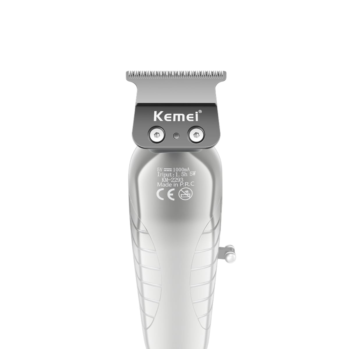 KEMEI 2293 side view shows ergonomic grip for comfortable handling during longer sessions.