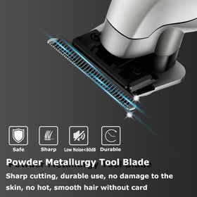 KEMEI 2293 zero-gap T-blade close-up highlights close trimming near the skin.