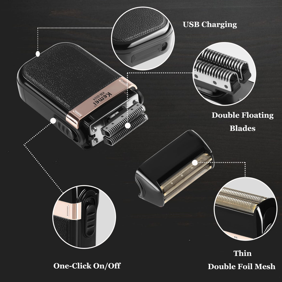 KEMEI KM-2296 cordless clipper in hand for precise cuts.