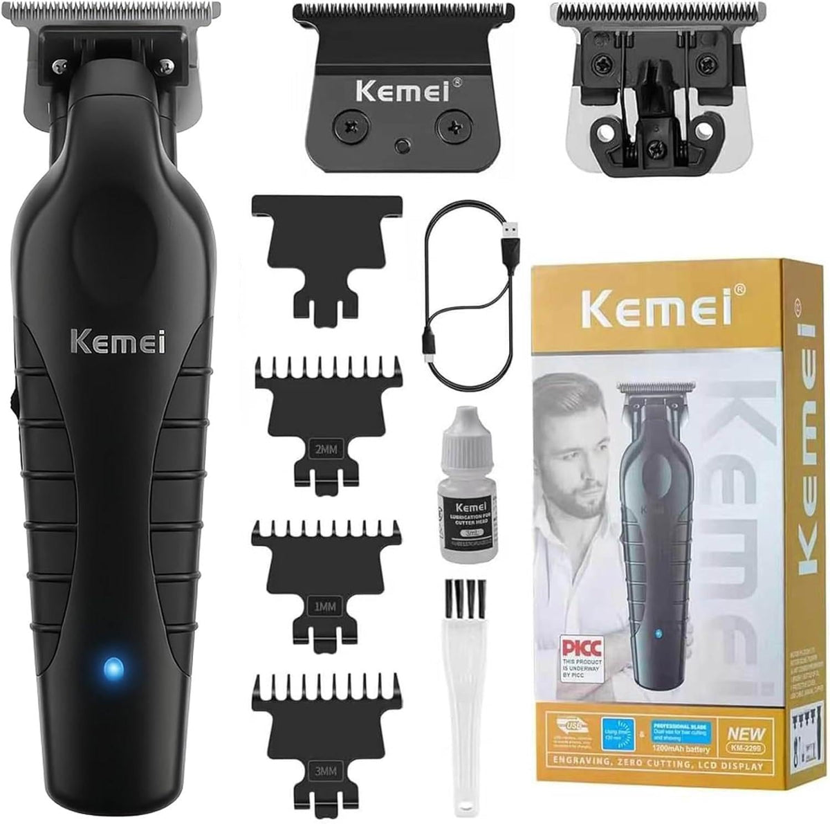 KEMEI 2299 cordless design for flexible at-home grooming.
