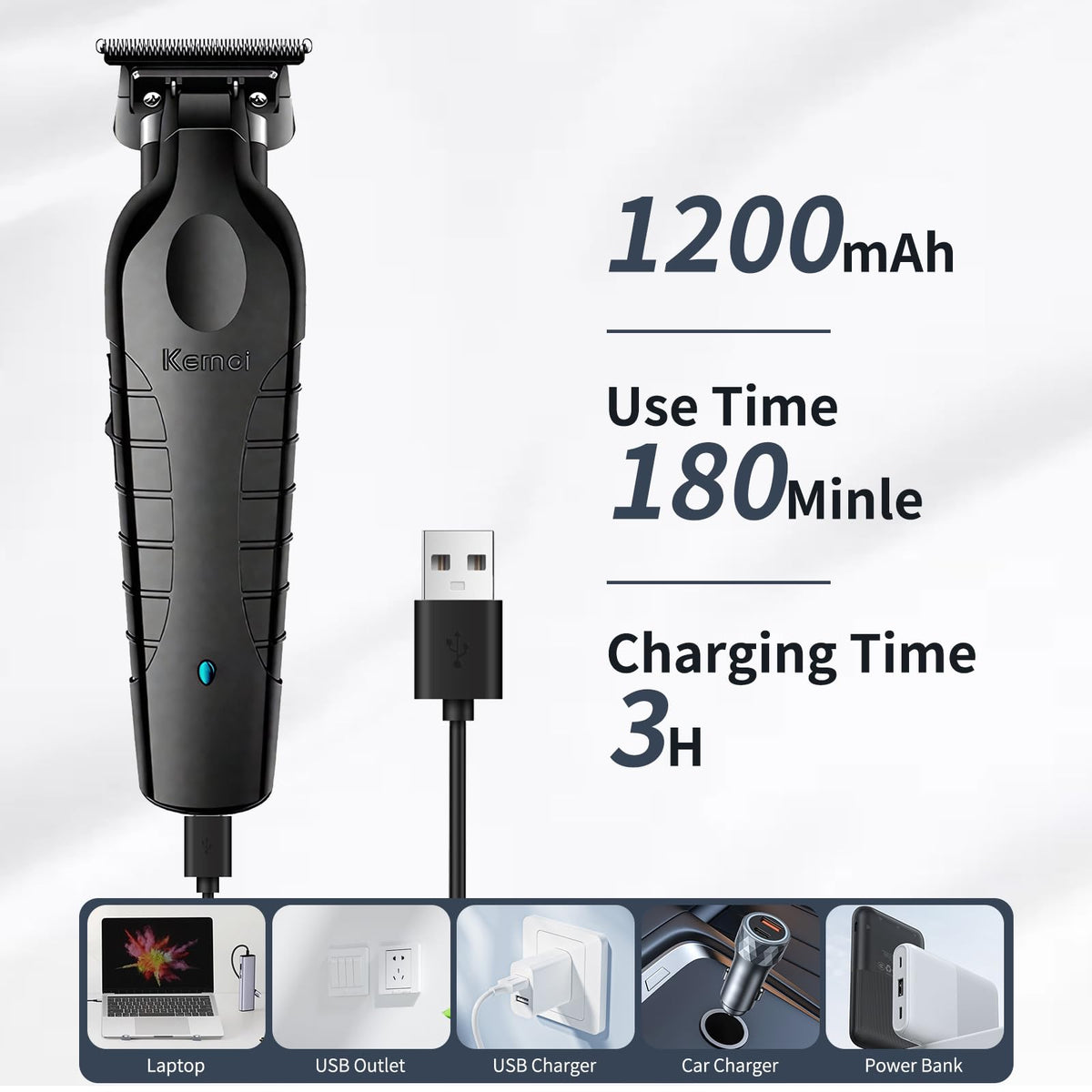 KEMEI 2299 with powerful motor for clean trims.