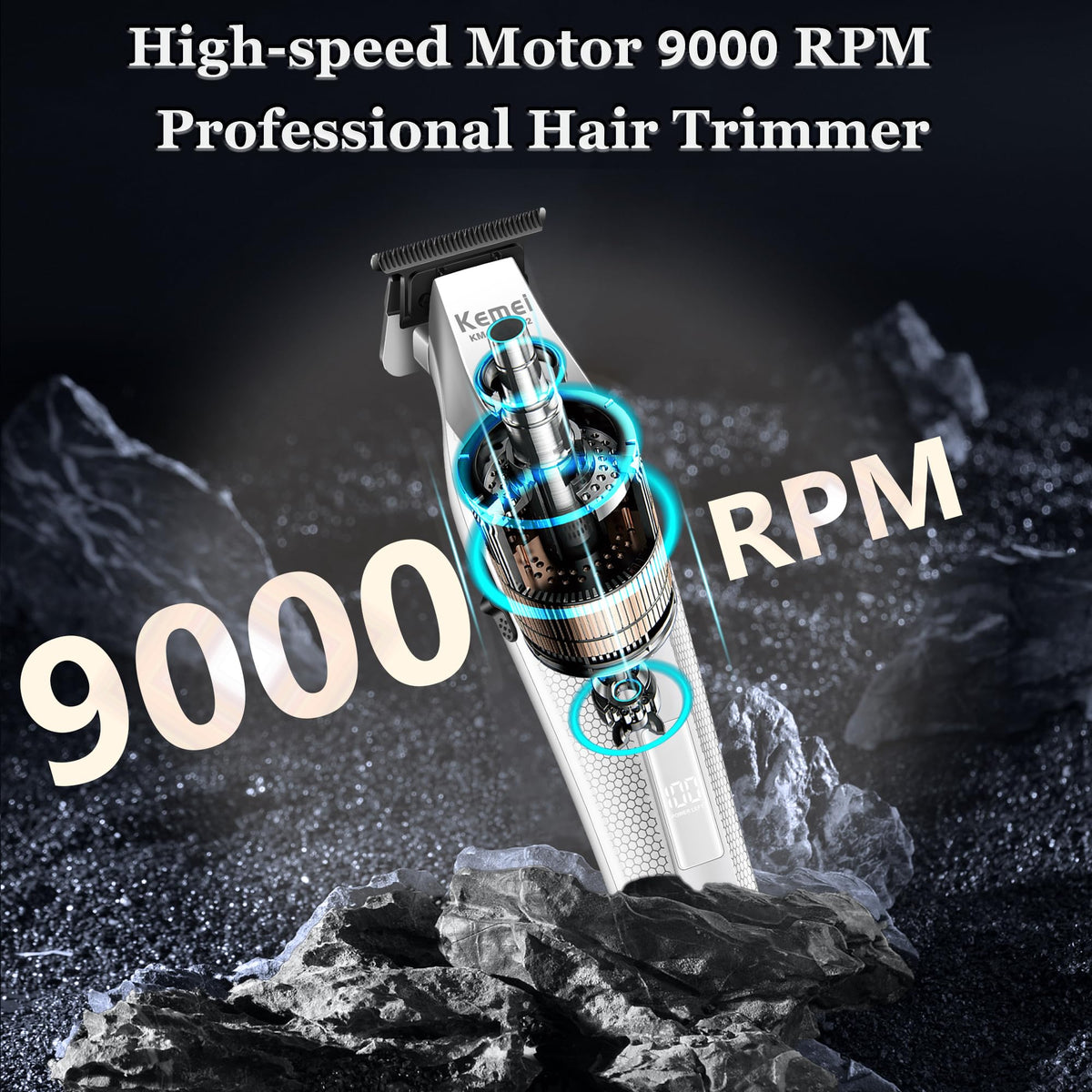 KEMEI 3023-702 9000 RPM motor delivers fast, quiet trims.