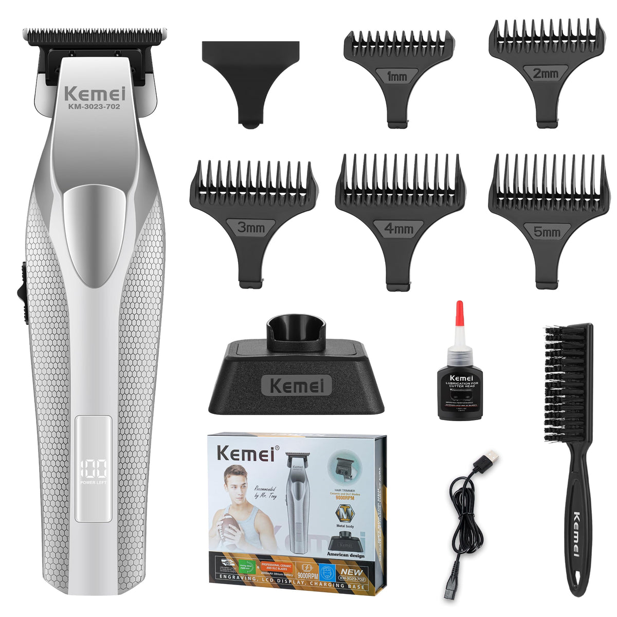KEMEI 3023-702 metal body for precise, smooth trimming.