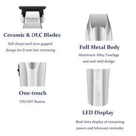 KEMEI 3023-702 LED display shows battery and status.