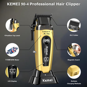 KEMEI 90-4 2000 mAh battery for long cordless sessions.