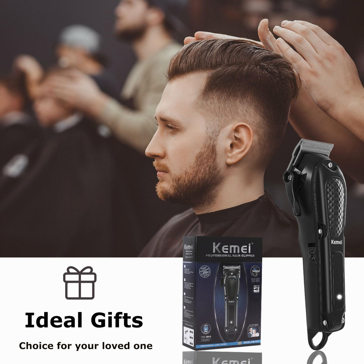 KEMEI clipper operates quietly for comfortable grooming sessions.
