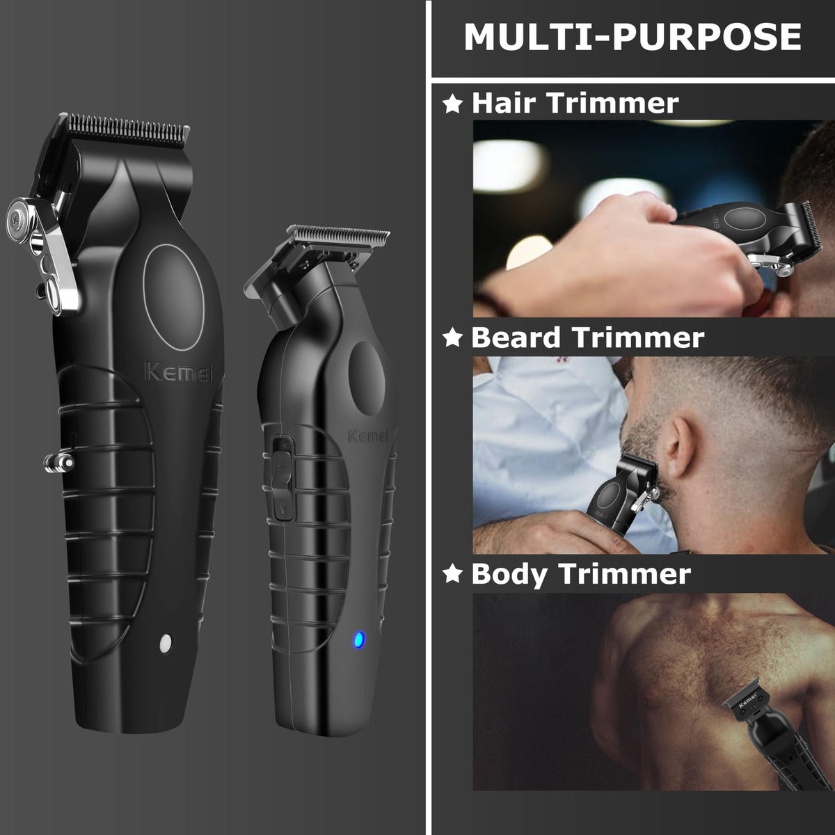 KEMEI ergonomic grip design for stable handling during trims
