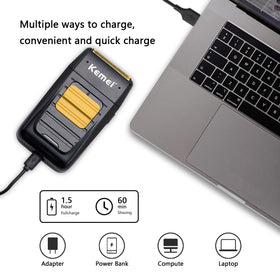 KEMEI Foil Shaver cordless charging setup ready for portable grooming