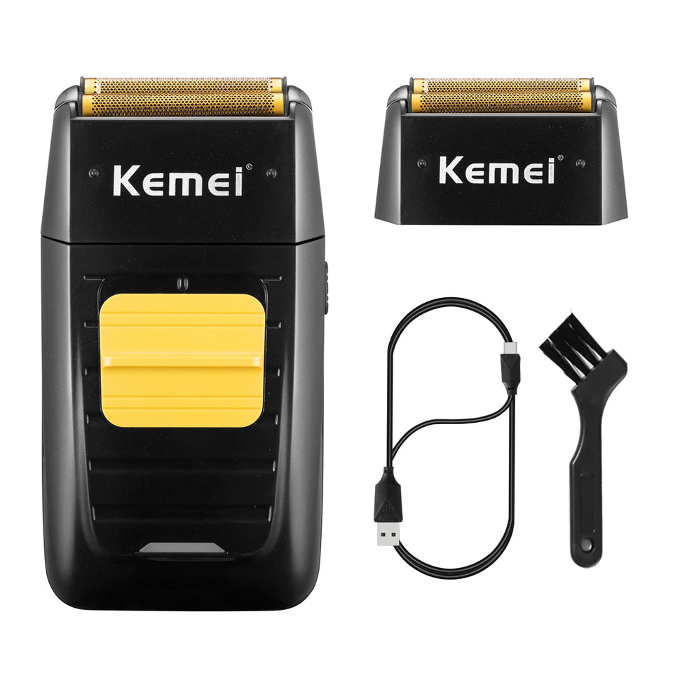 KEMEI Foil Shaver front view with ergonomic grip for comfortable daily use