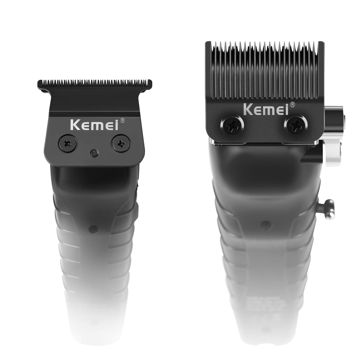 KEMEI dual-device view highlighting clipper and trimmer for versatile styling