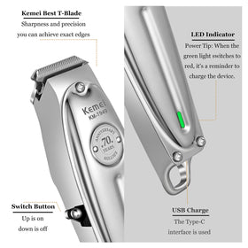 KEMEI 1949 cordless design enables flexible barbering anywhere.
