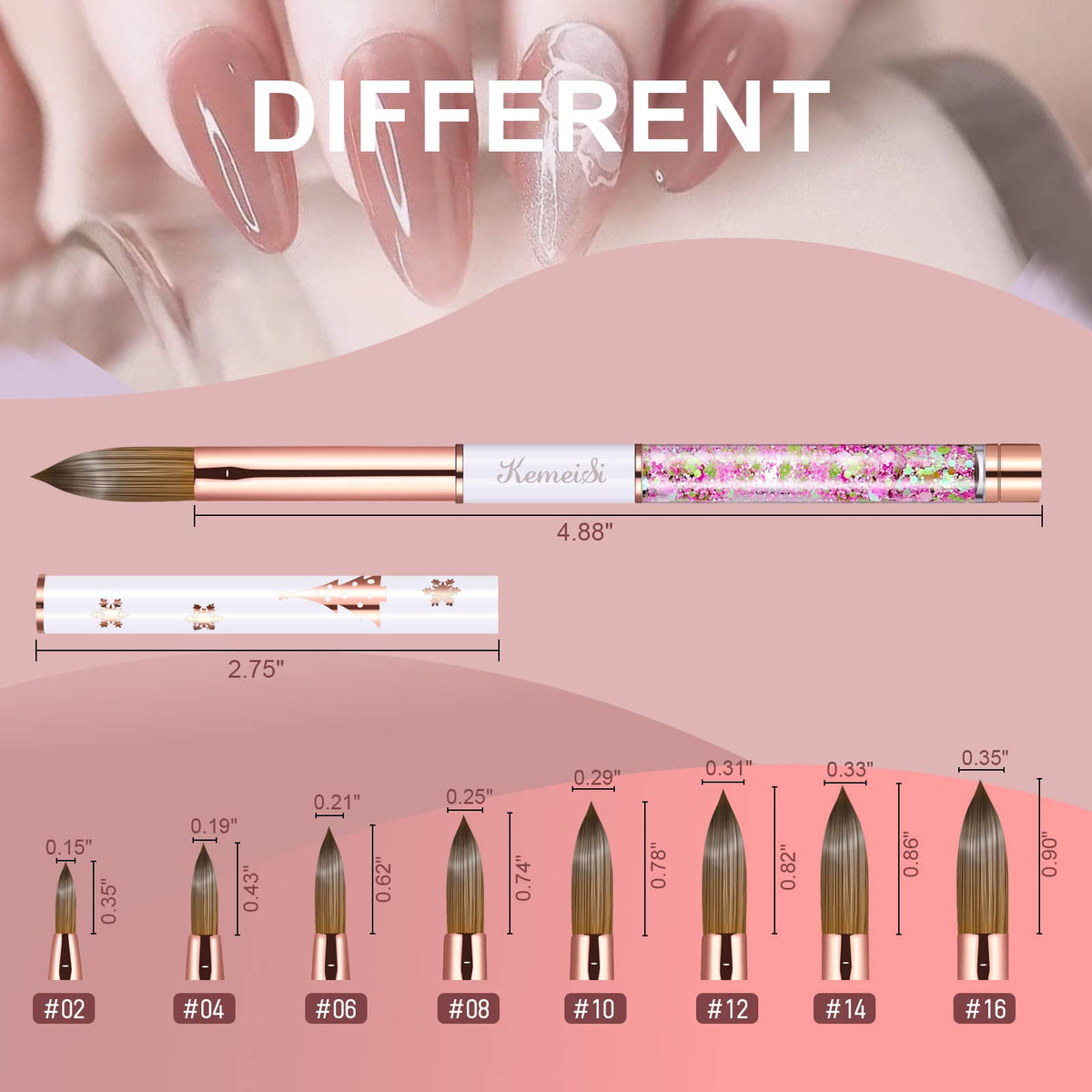 KEMEISI oval brush head design enhances nail coverage