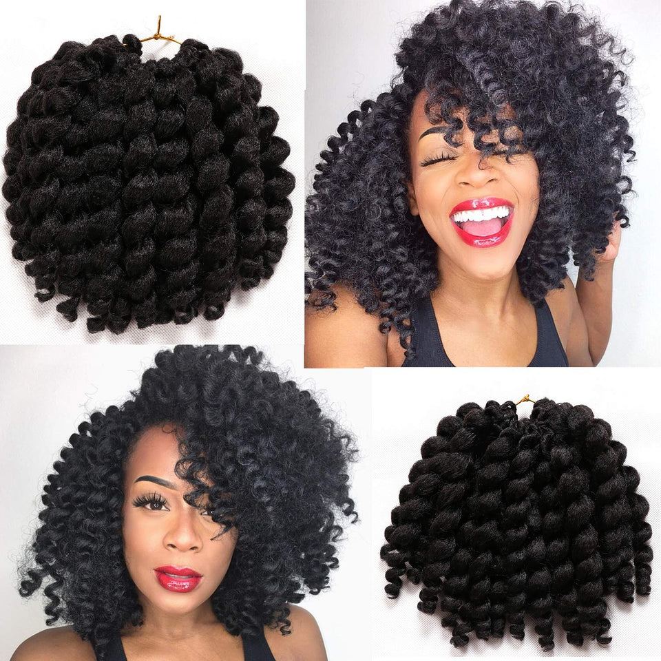 Kenkenten 8-inch Jamaican Bounce crochet hair with 22 strands, easy daily wear.