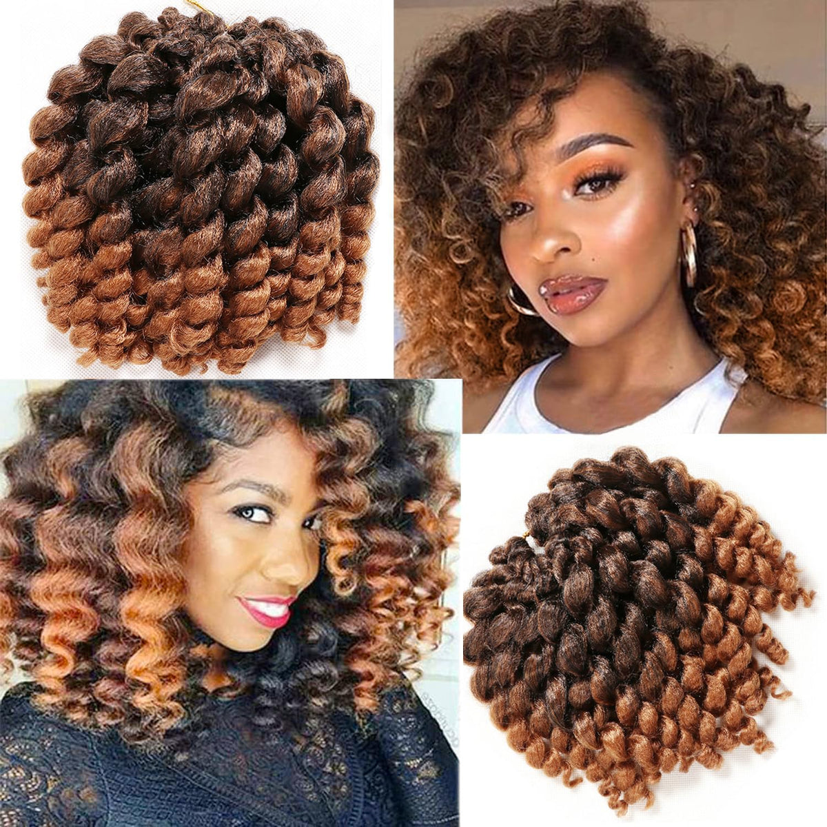 Kenkenten Jamaican Bounce 8in 22-root curls close-up for natural volume.