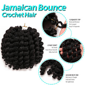 Kenkenten short curly wand curls Jamaican bounce 8-inch crochet hair.