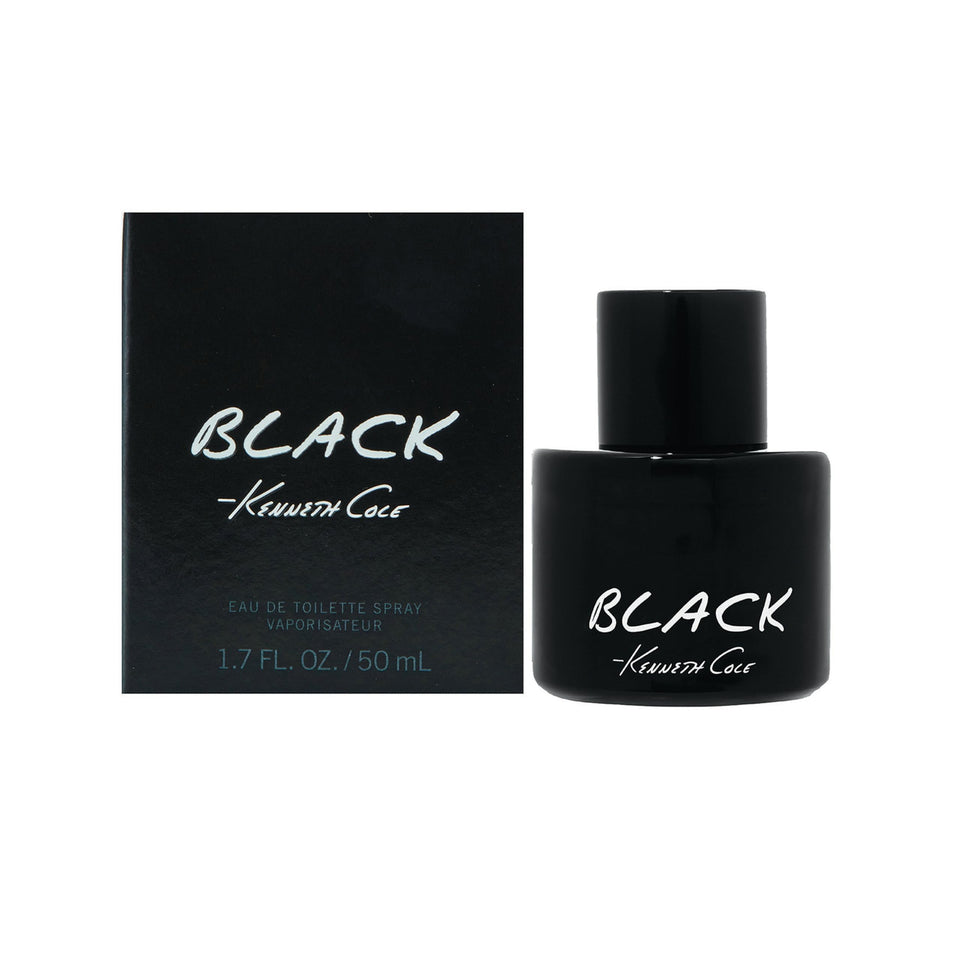 Kenneth Cole Black bottle side view, showcasing a sleek premium glass finish for daily refinement.