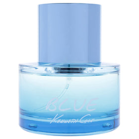 Kenneth Cole Blue bottle viewed front with bright blue glass and label for everyday wear.