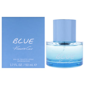 Kenneth Cole Blue eau de toilette spray bottle, 1.7 oz, compact for travel.