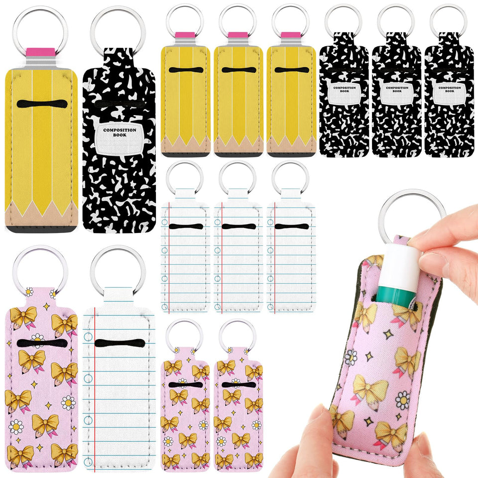 Kenning teacher lipstick holder keychain 12-pack; ideal bulk gift.