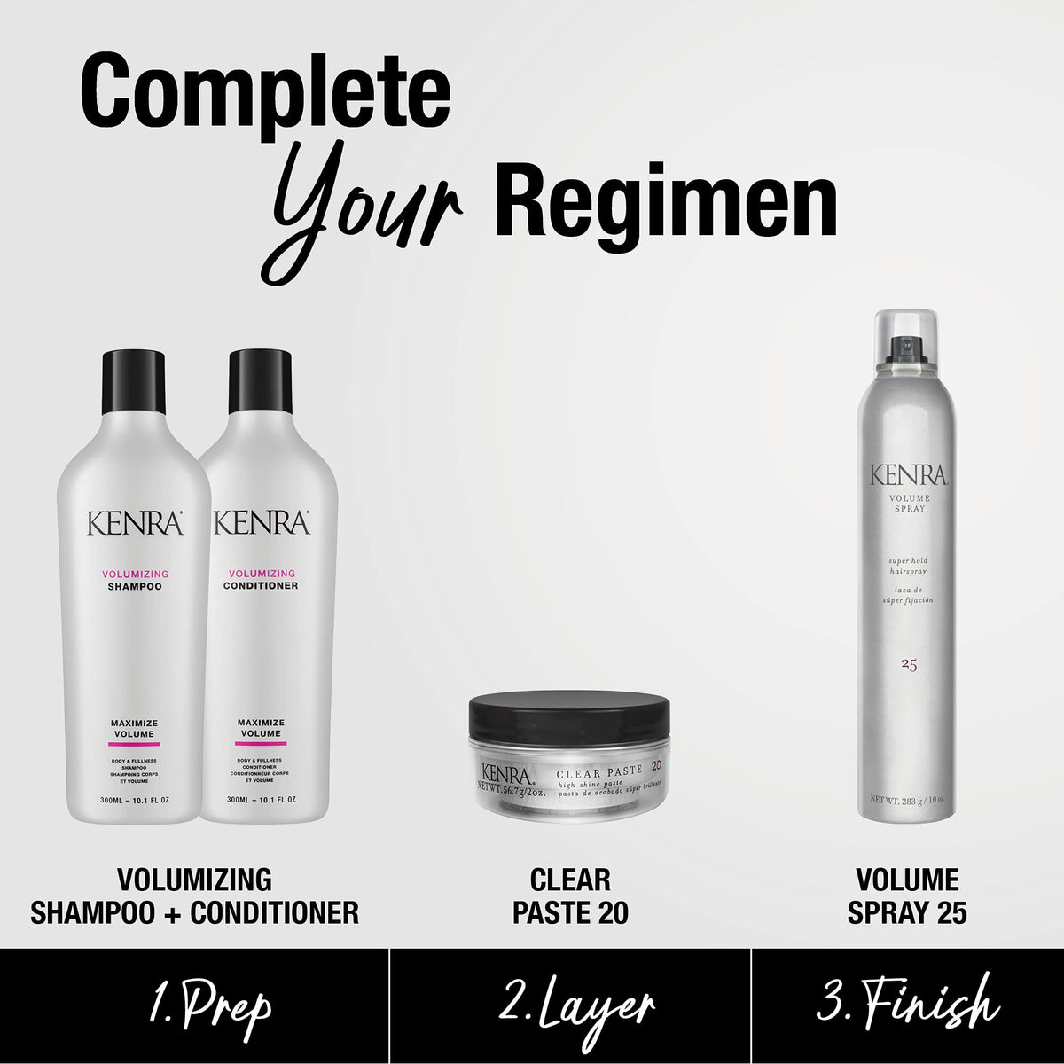 Kenra Clear Paste 20 model with sleek, high-shine hairstyle.