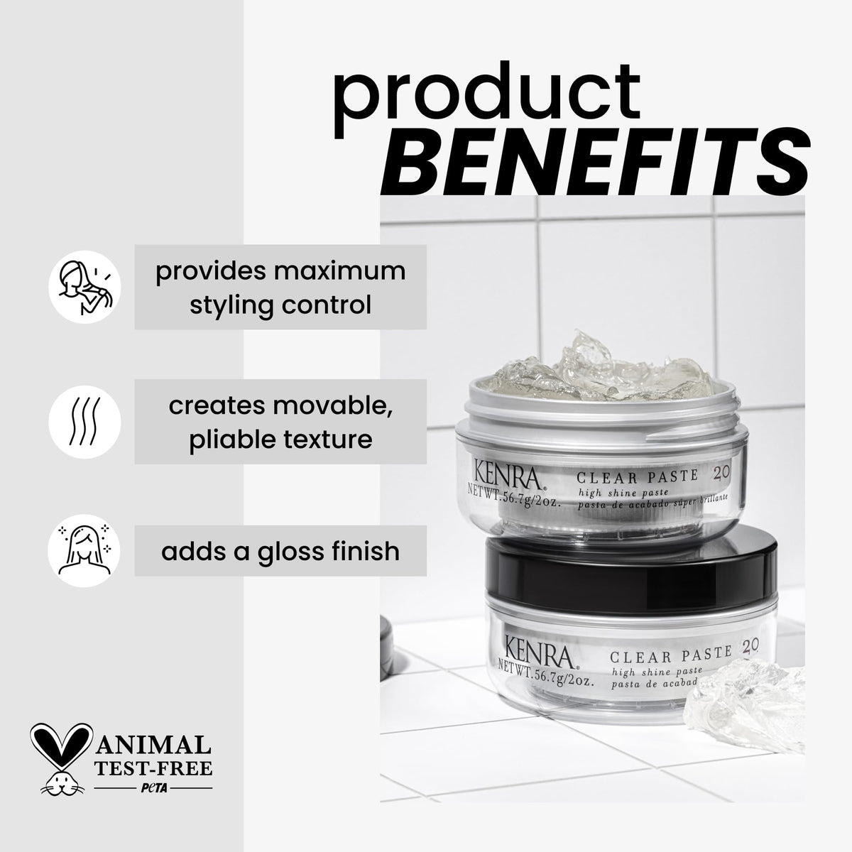 Kenra Clear Paste 20 close-up shows fibrous texture and pliable hold.