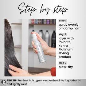 Kenra Platinum Blow-Dry Mist bottle with pump enables easy, controlled application
