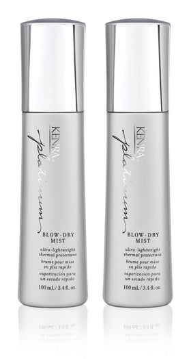 Kenra Platinum Blow-Dry Mist bottle front provides heat protection for fine to medium hair