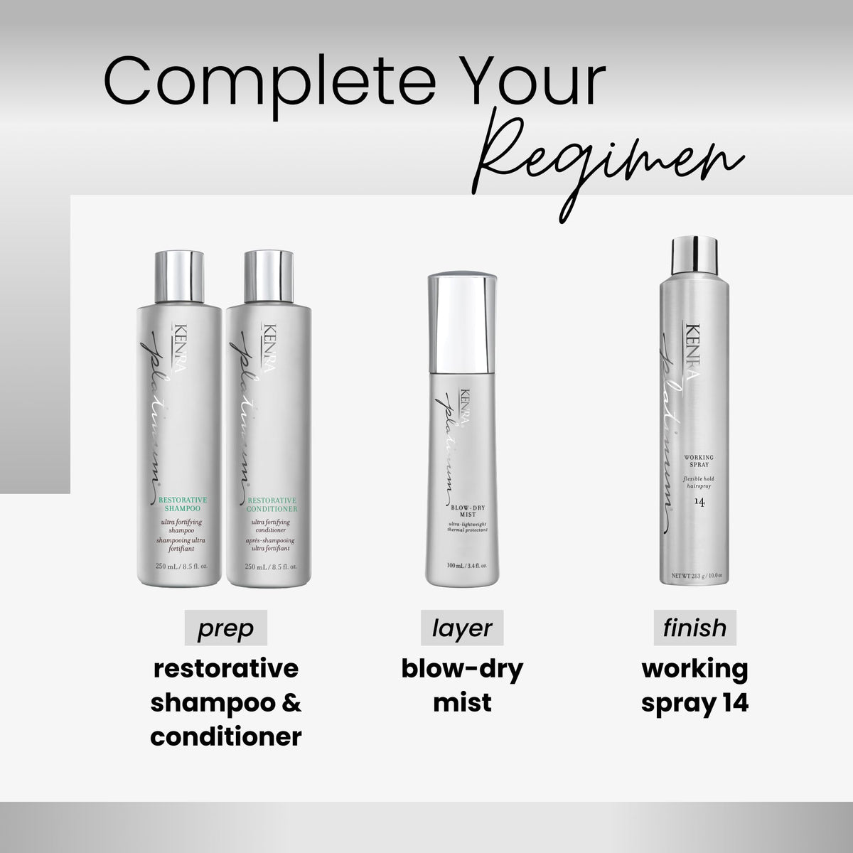 Kenra Platinum Blow-Dry Mist helps resist humidity and frizz for a sleek look