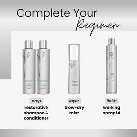 Kenra Platinum Blow-Dry Mist helps resist humidity and frizz for a sleek look