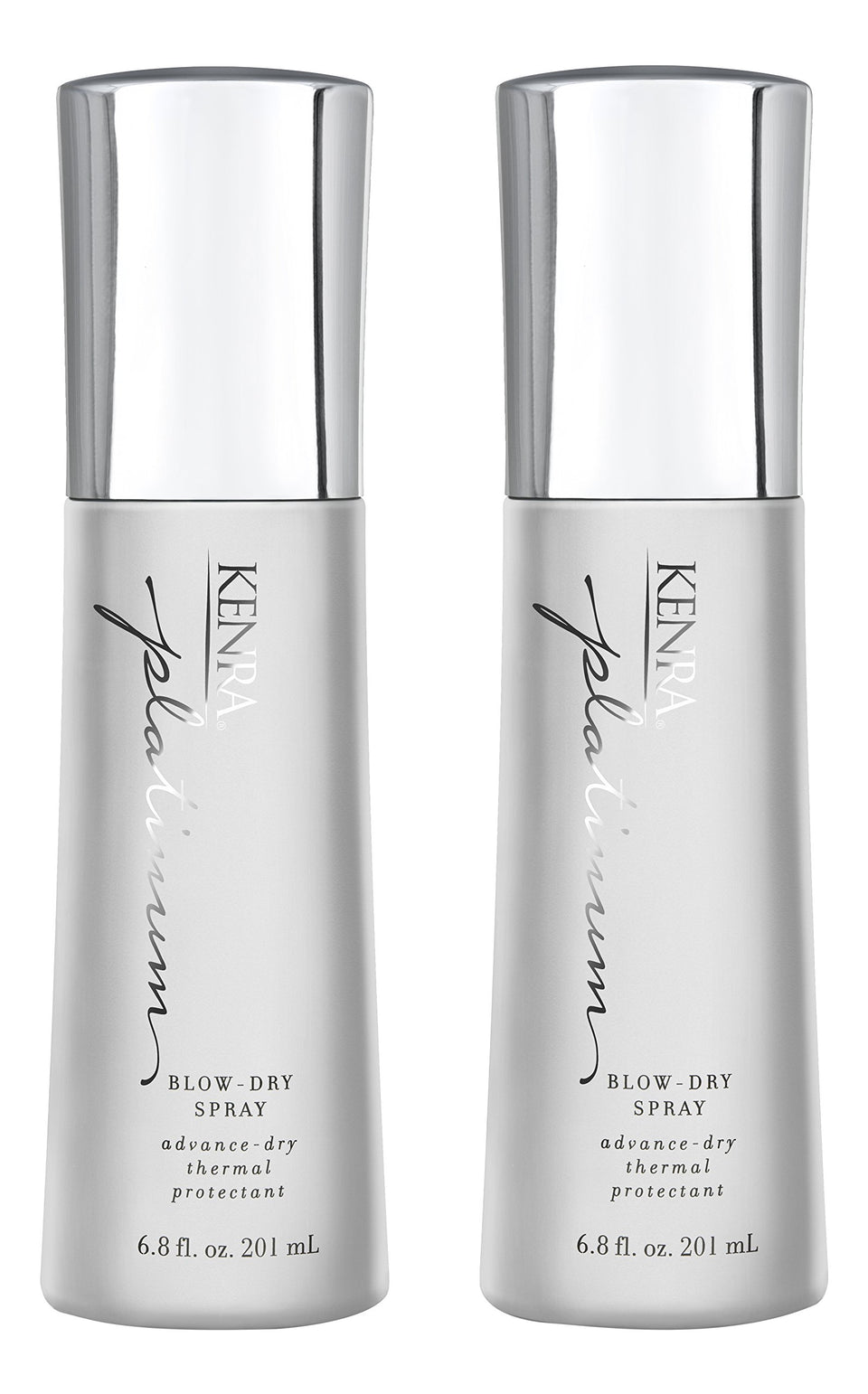 Kenra Platinum Blow-Dry Spray bottle pour for quick heat protection.