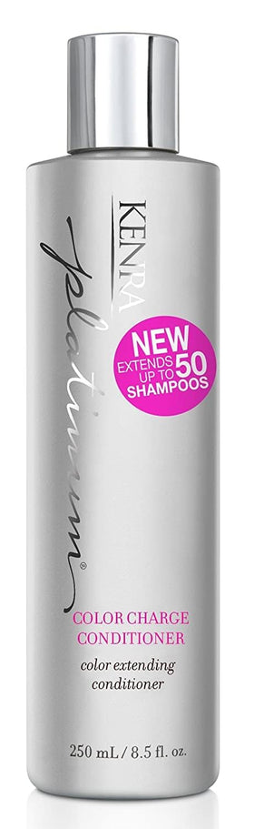 Kenra Platinum Color Charge Conditioner bottle boosts color brilliance and longevity.