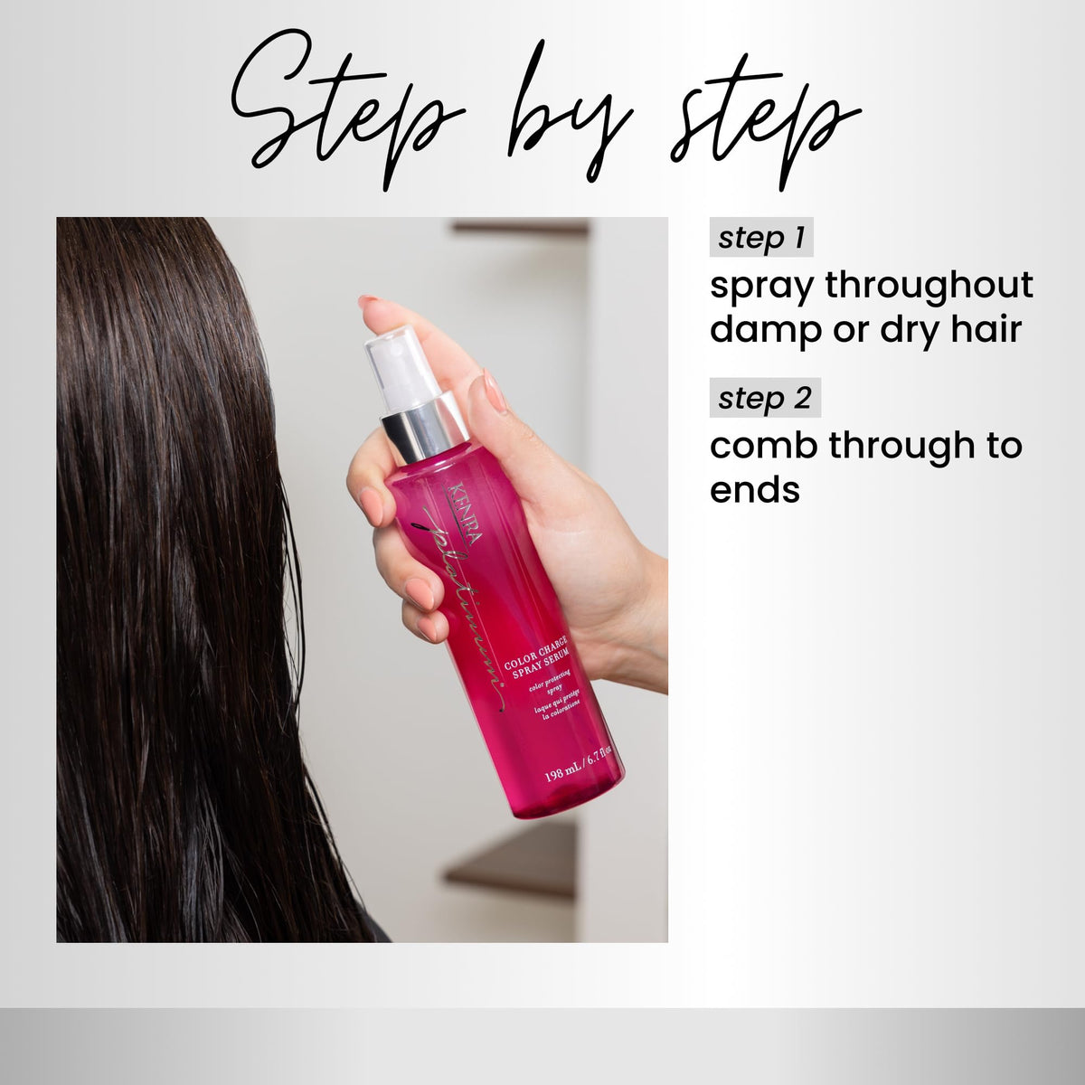 Kenra Color Charge Serum in hair during styling for a radiant finish