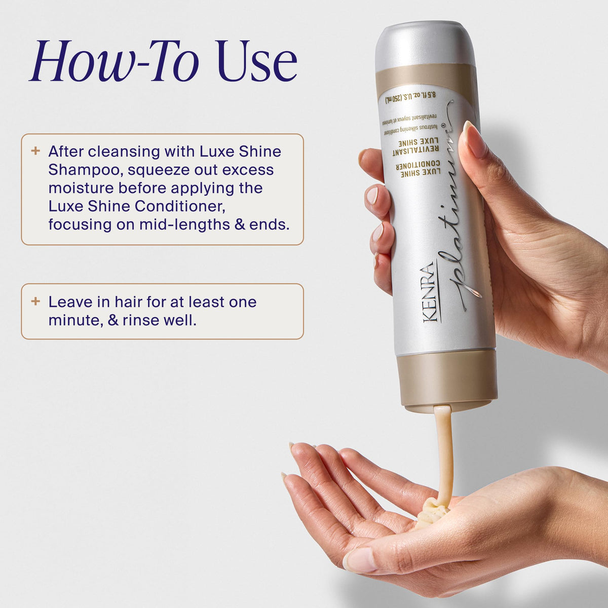 Kenra Platinum Luxe Shine close-up hair fiber showing detangling-friendly formula.