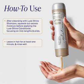 Kenra Platinum Luxe Shine close-up hair fiber showing detangling-friendly formula.